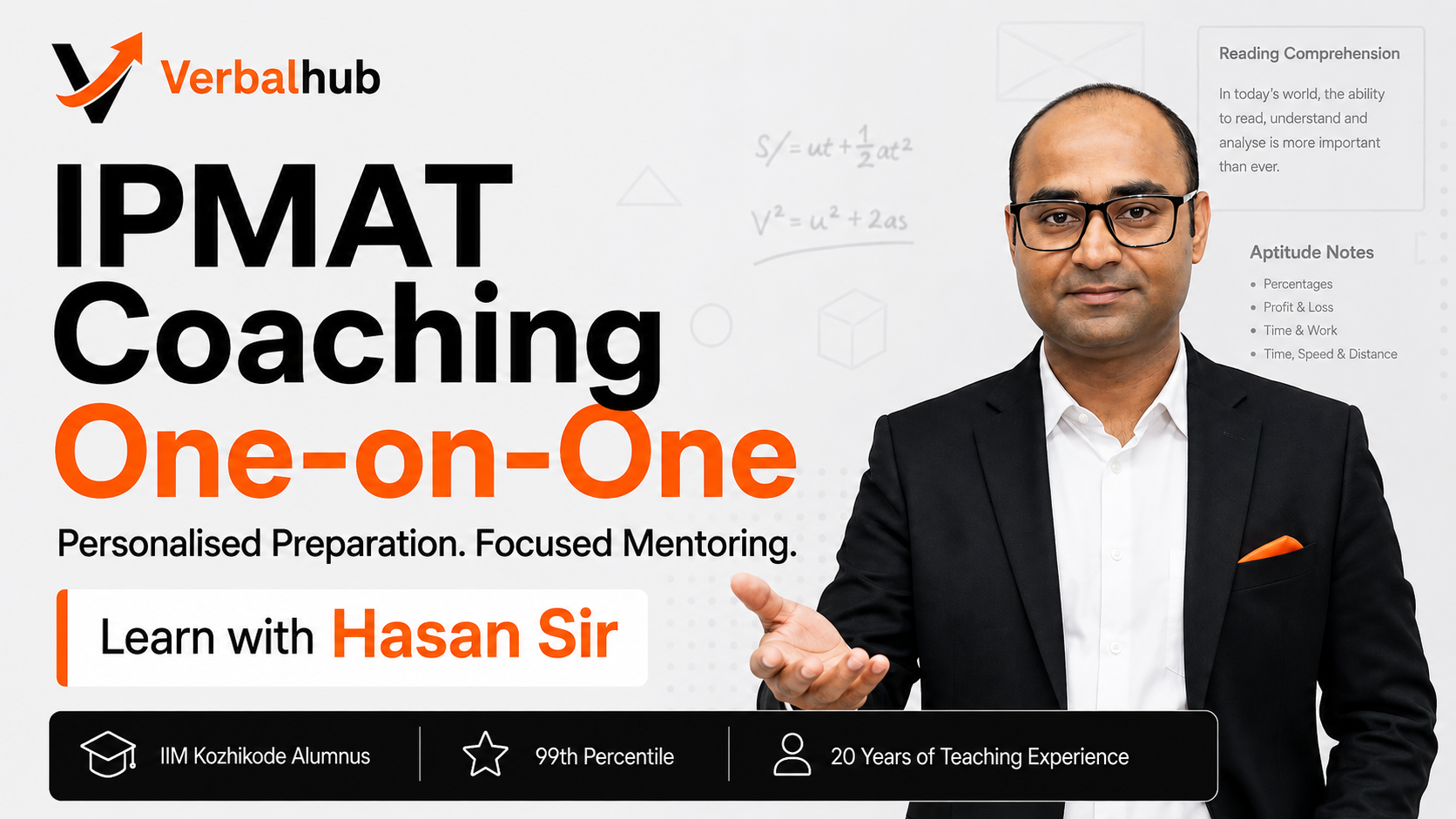 IPMAT Coaching One-on-One - Personalised Preparation, Focused Mentoring with Hasan Sir