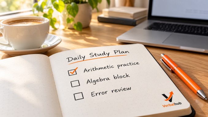 Daily Study Plan - Arithmetic practice, Algebra block, Error review - VerbalHub